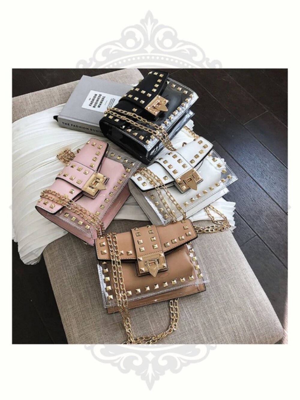 Claudia G Betty Clear Studded Shoulder Bag | Stadium Approved Crossbody